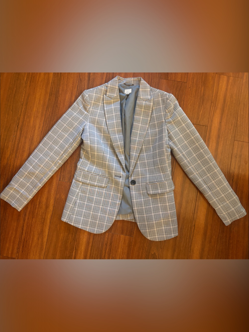 a new day Gray Plaid Single-Button Blazer